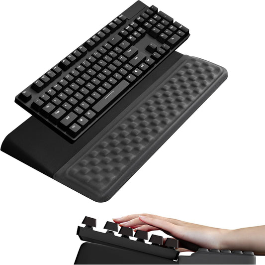 Ospelelf Keyboard Stand with Wrist Rest Comfortable Ergonomic Riser Holder Pad for Typing Black Gray
