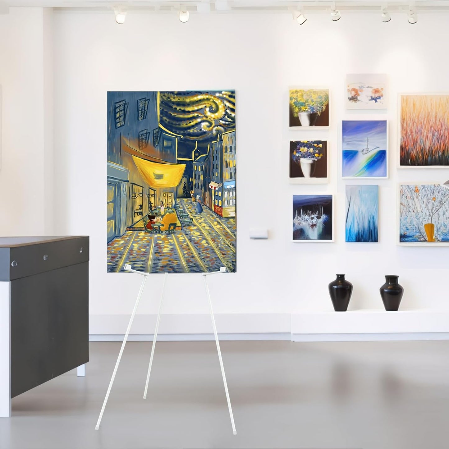 2PCS White Easel Stand for Wedding Sign Stand, 66 Inch Lightweight Adjustable Art Poster Stands for Display, Wedding Welcome Sign, White Metal Display Easel with Portable Bag