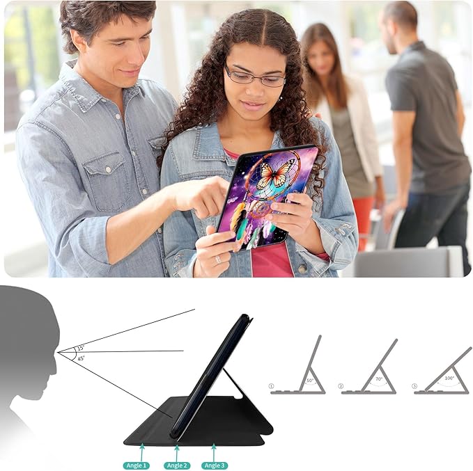 for Kindle Fire 7 case 2019 2017 Release 9th 7th Generation,360 Degree Rotating Stand Smart Protective Cover Case for Amazon fire 7 Tablet 9th/7th Generation,Dream Catcher/Butterfly