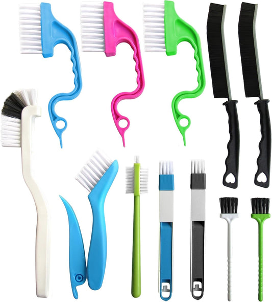 12Pcs Small Cleaning Brush, Crevice Gap Cleaning Brush,Door Window Track Groove Corner Crevice Cleaning Brushes for Cleaning Window Grooves/Bathroom/Toilet Corner/Kitchen/Faucet/Sink/Keyboards