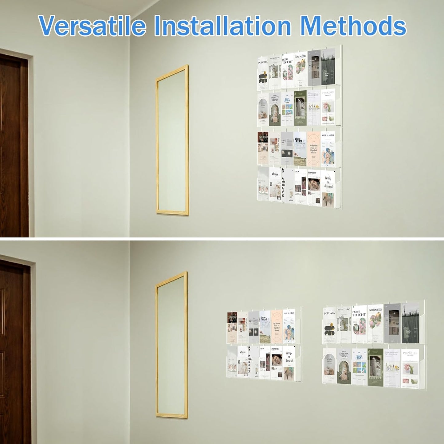 Acrylic Brochure Pamphlet Holder, 24 Clear Wall Mount Display Holders, Trifold Flyer Rack, Literature Storage Rack for Home, Offices, Waiting Room