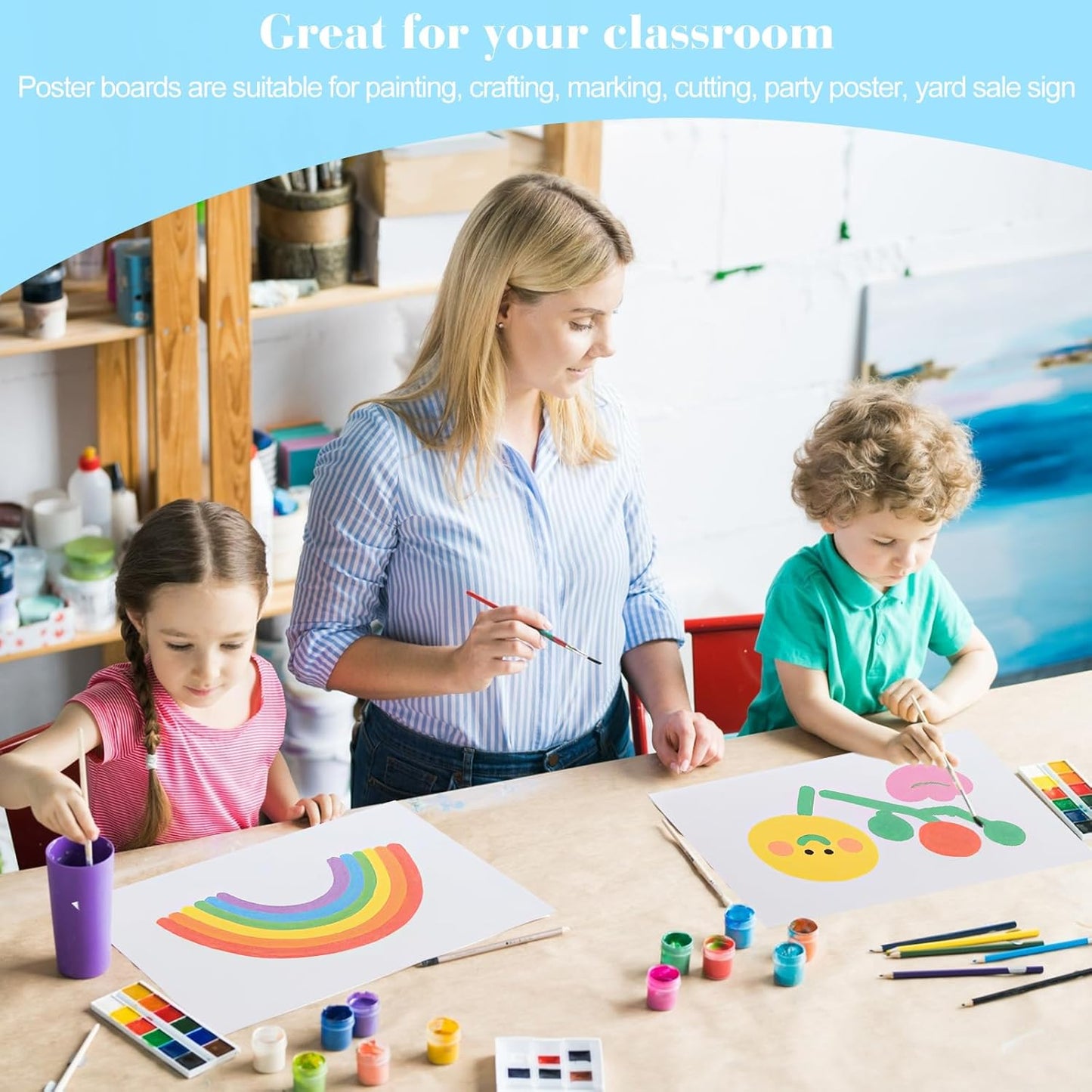 60 Pcs White Poster Board Paper 11.7 x 16.5, ROOKEA White Vision Boards Bulk Smart Posterboard Blank Graphic Display Card Paper for Drawing Artwork School Arts Crafts Classroom Projects Scrapbooking