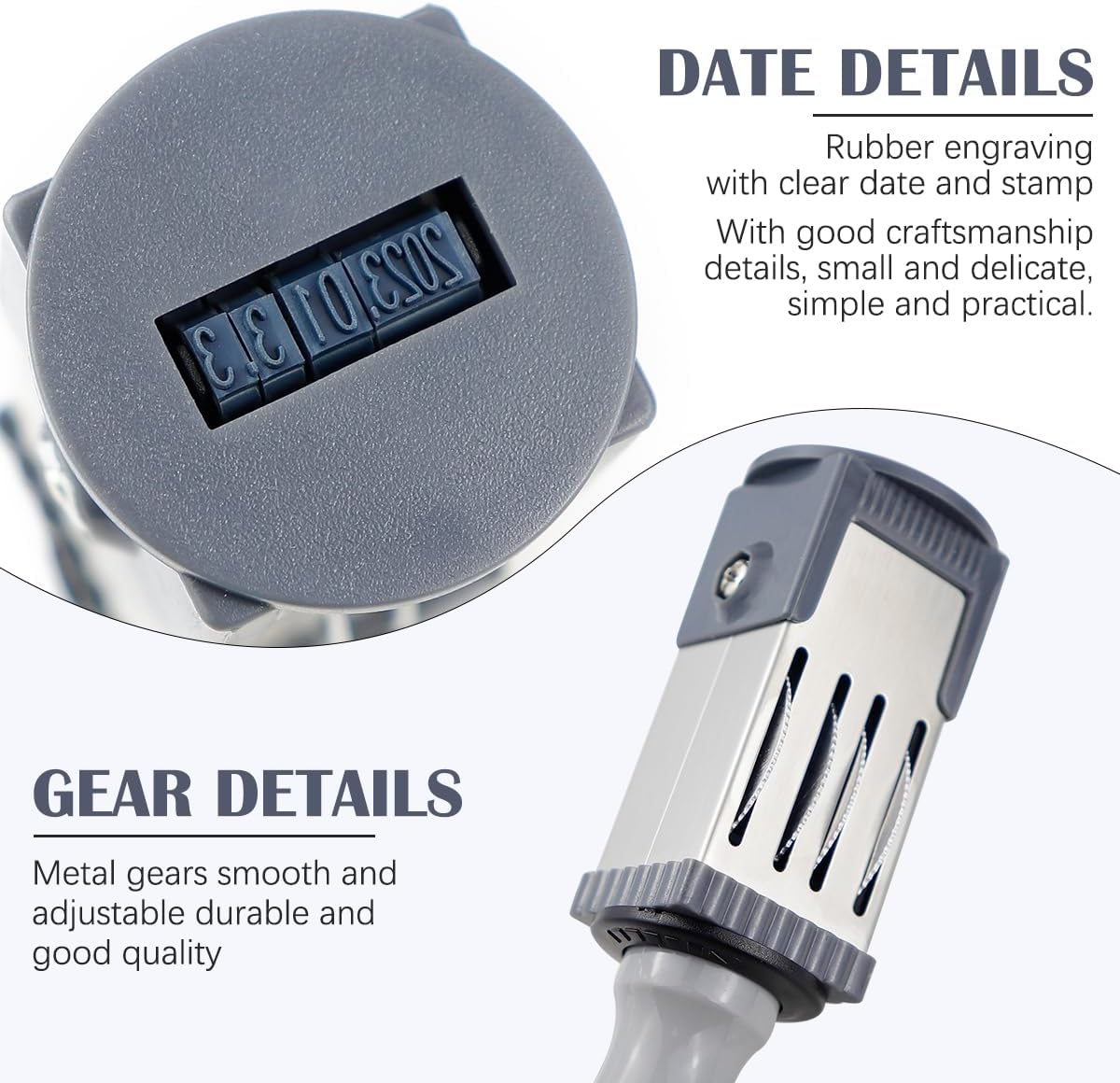 Time Date Stamp - Handheld Rolling Stamp, Round Plastic, Portable for Diary, Homework, Daily Use, 32MM