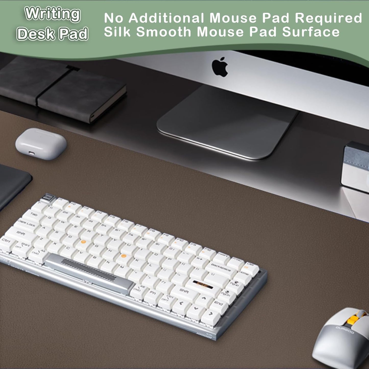 Boutilon Leather Desk Pad Protector,Non-Slip Mouse Pad,Laptop Desk Pad,Office Mouse Mat,Waterproof Leather Desk Blotter,Desk Writing Pad for Office and Home (XXXL-Coffee,47"x 24")