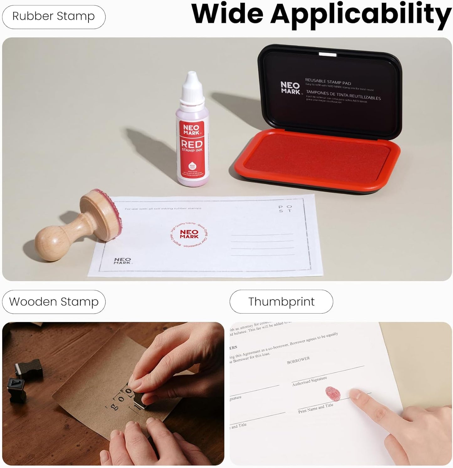 Medium Stamp Pad -2.8"x 4.4", Magnetic Lid, Premium Quality Felt Stamp Pad (Red)