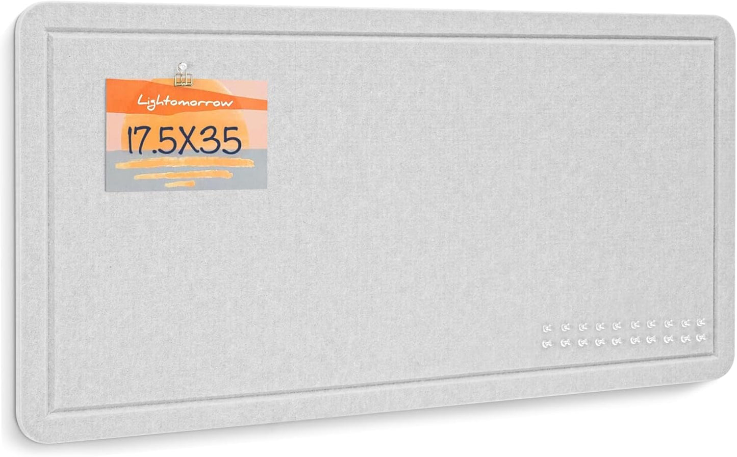 Bulletin Board, 35 x 17 1/2 inches Felt Board - Decorative Pin Board, Cork Board Alternative for Wall, Foldable Picture Board Self-Adhesive Vision Board Prayer Board with 20 Pushpins - Light Gray