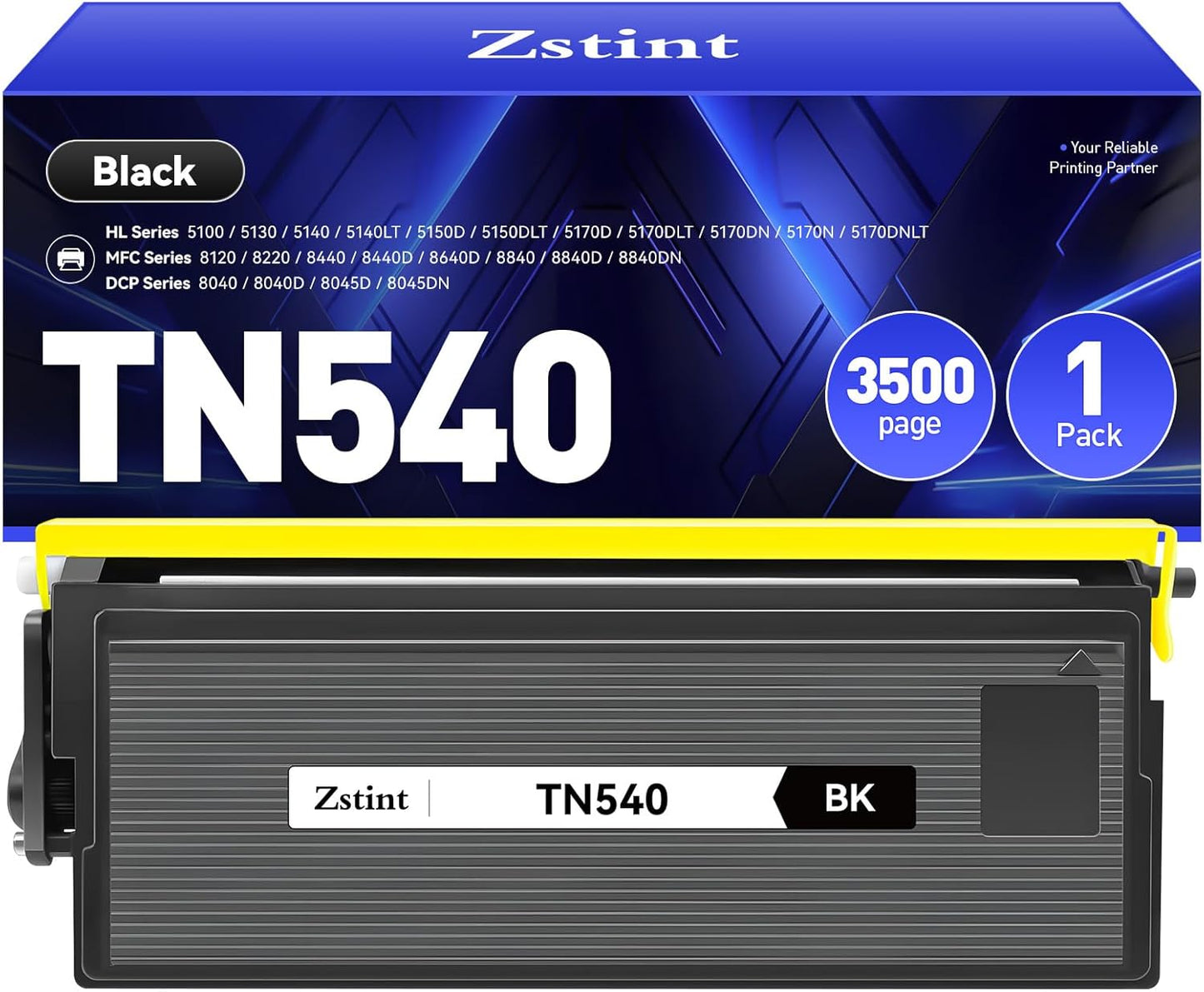 TN540 Toner Cartridge Black 1-Pack High Yield Replacement for Brother TN-540 Compatible with Brother DCP-8040 8045D 8045DN HL-5130 5140 HL-5150DLT HL-5170N MFC-8120 MFC-8440 MFC-8640D MFC-8840 Printer