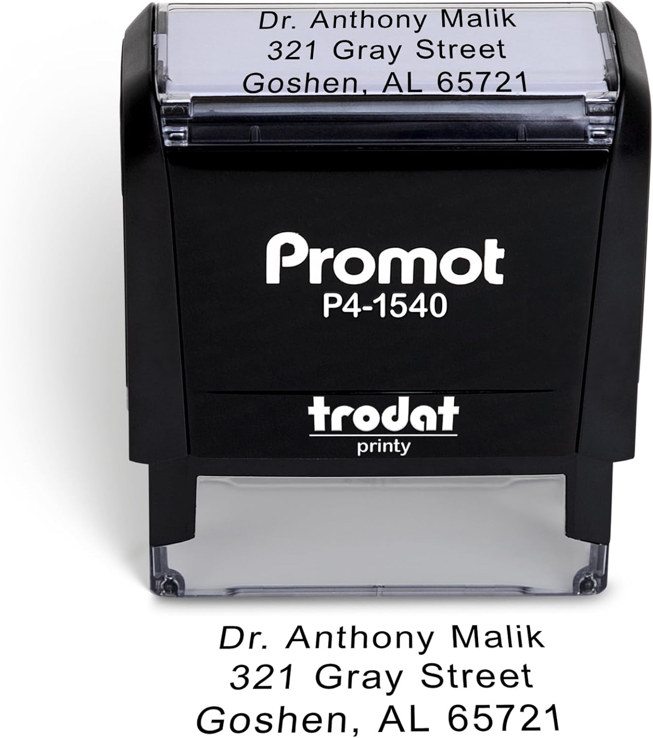 Promot Self Inking Stamp - Small Custom Stamp for Name, Address, Office, or Business Use - Up to 3-Line Personalized Rubber Stamp - Customizable Font & Ink Color - Personalized Name Stamp