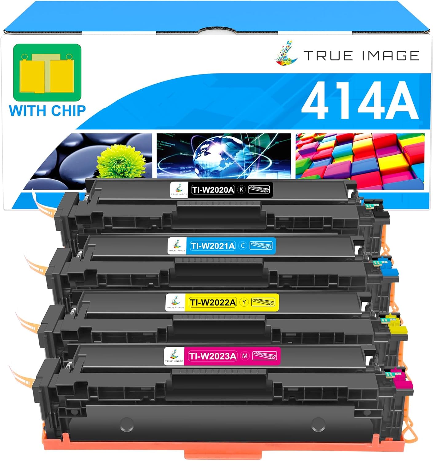 414A Toner Cartridges 4 Pack: MFP M479fdw Compatible Replacement for HP 414A 414X M479fdn M454dn W2020A for HP Color Laserjet Pro MFP M479fdw M454dw Printer Ink High Yield with Chip (K/C/M/Y)