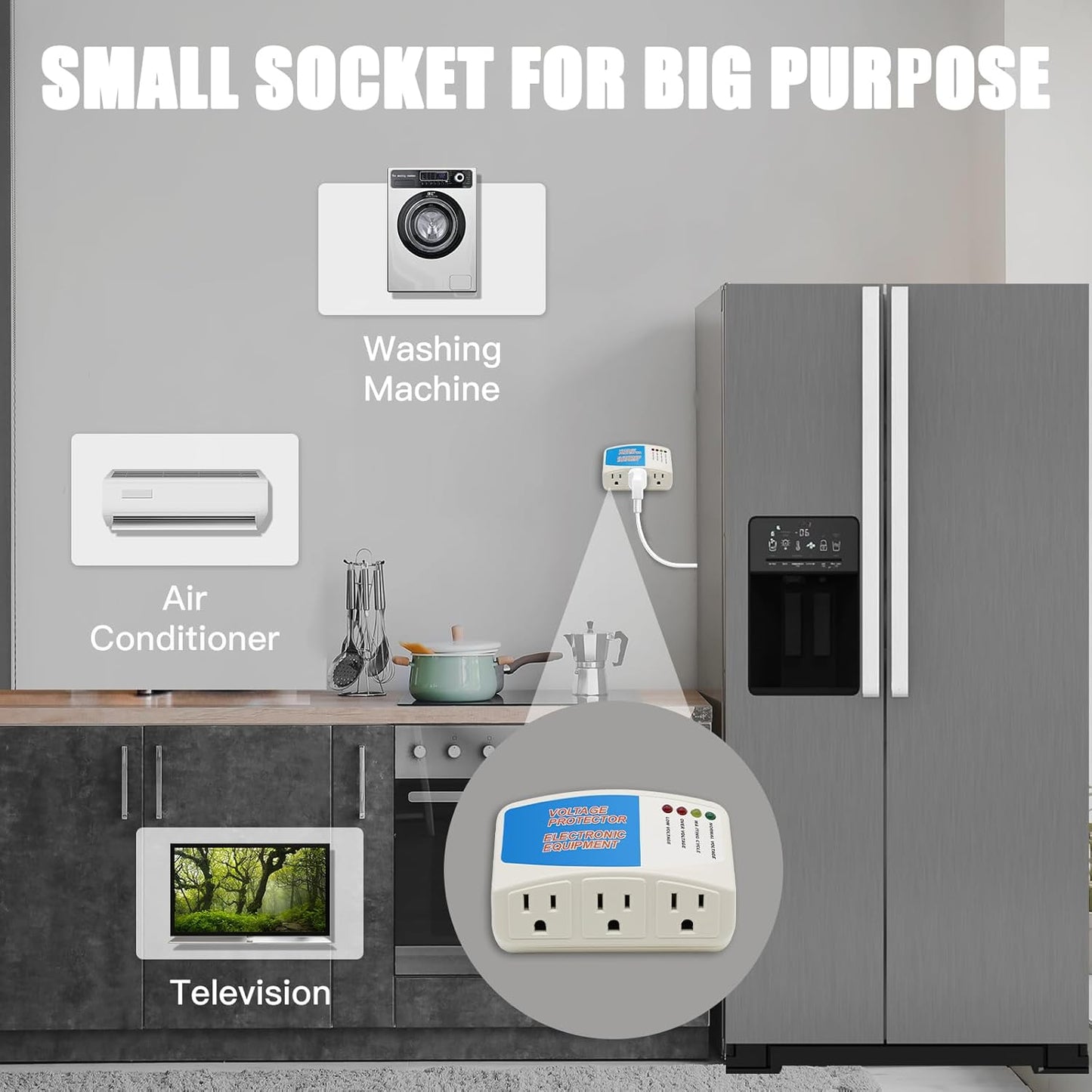 BSEED Surge Protector Home Appliance,3 Outlet Power Surge Protector, Voltage Protector Brownout Surge Refrigerator 1875 Watts,120V 15A(4Pack)