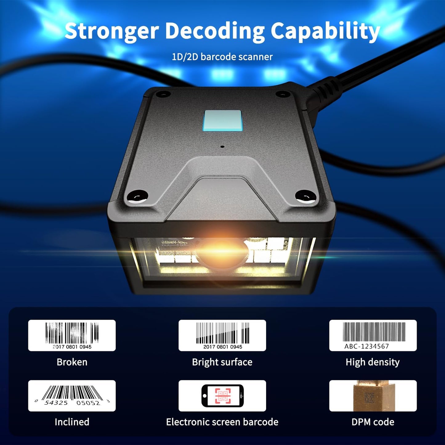 NetumScan 2D Embedded Fixed Barcode Scanner Scan Engine, Industrial Grade 1D 2D QR Barcode Reader, Automatic Induction Scanning,USB Port Suitable for Self-Service Terminals and Factory Assembly Lines
