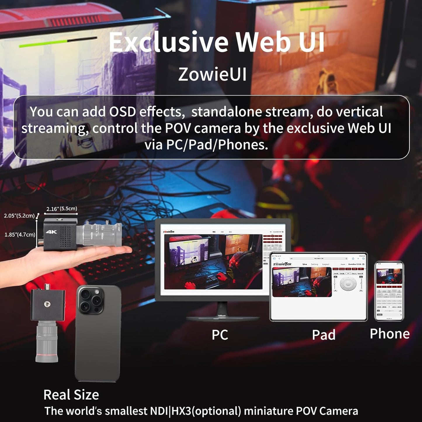 4K Native NDI|HX3 POV Box Camera PoE, Simultaneously HDMI & SDI Output, RTSP/RTMP(s)/SRT, Standalone Live Streaming to YouTube/Facebook/Twitch for Webcast, Meeting, Teaching & Gaming (CS)