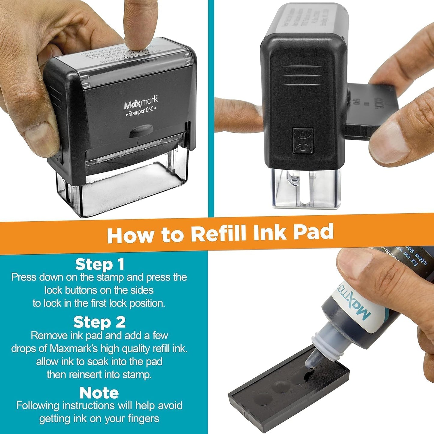 MaxMark Customized Signature Stamp - Small Size -Self-Inking Stamp Customized with Your Signature - Choose from 15 Ink Colors