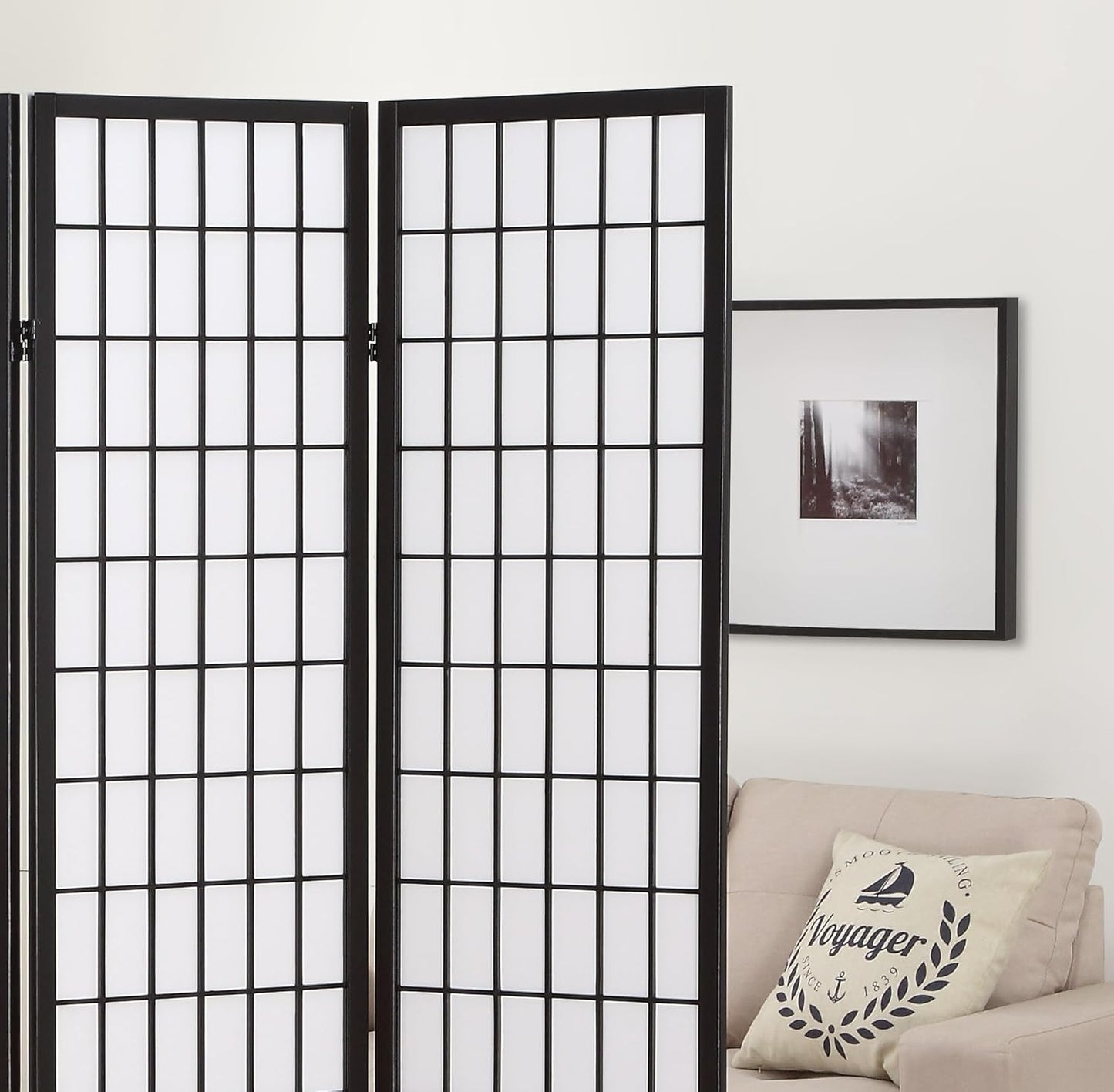 NicBex Room Divider 4 Panel Room Dividers with Oriental Style Partition Room Dividers and Folding Privacy Screens Wall Divider for Home, Office, Room Separation,72" W x 2" D x 72" H, Black