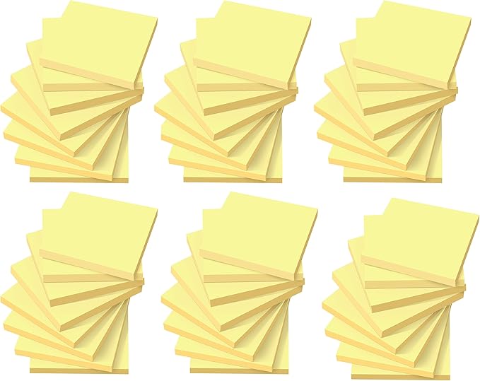 (48 Pack) Sticky Notes 3x3 in Yellow, Clean Removal, Recyclable, Self-Stick Pads, Easy to Post for Home, Office, Notebook