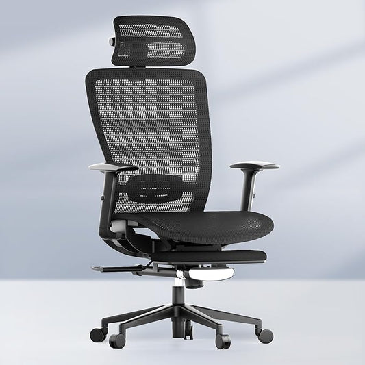 FLEXISPOT OC3 Air Ergonomic Office Chair with Footrest, High Back Computer Chair with Adjustable Lumbar Support/3D Headrest, Desk Chairs for Home Office Gaming Working, Black,Mesh Seat,Air-F