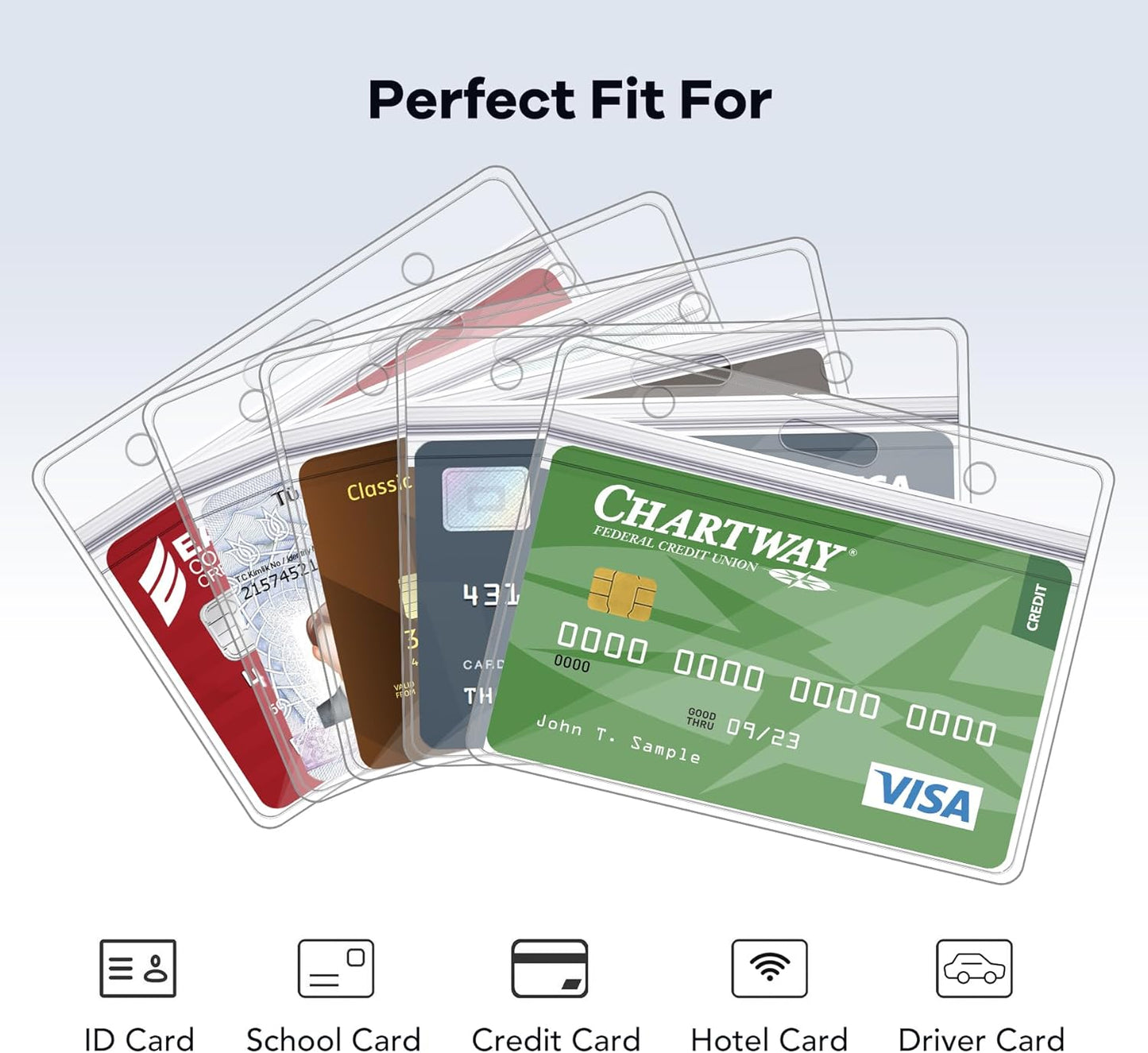 50 Pack Extra Thick ID Card Name Badge Holder Heavy Duty Waterproof Clear Plastic PVC Horizontal Sleeve Pocket Resealable