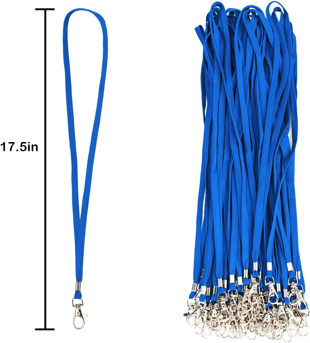 Blue Lanyards 50 Pcs Bulk Lanyard for Id Badges Flat Lanyard with Badge Clip Swivel Hook (50, Blue)