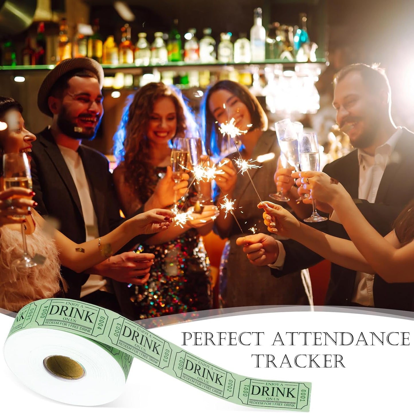 TaoBary 2 Rolls 1000 Pcs Free Drink Ticket Roll Raffle Party Tickets for Events Wedding and Parties(Sage Green)