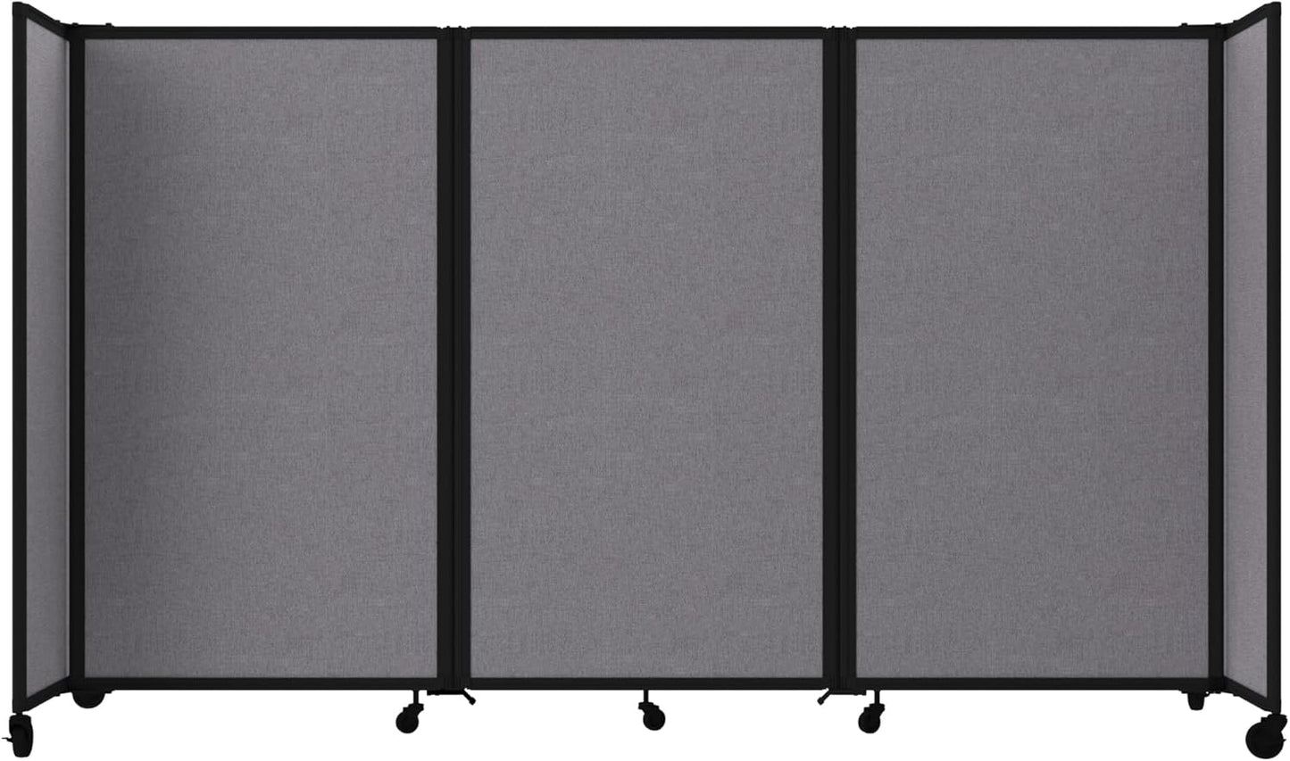 Versare Room Divider 360 Portable Wall Partition | Folding Panels | Large Freestanding Divider | Locking Wheels | Temporary Room Separator