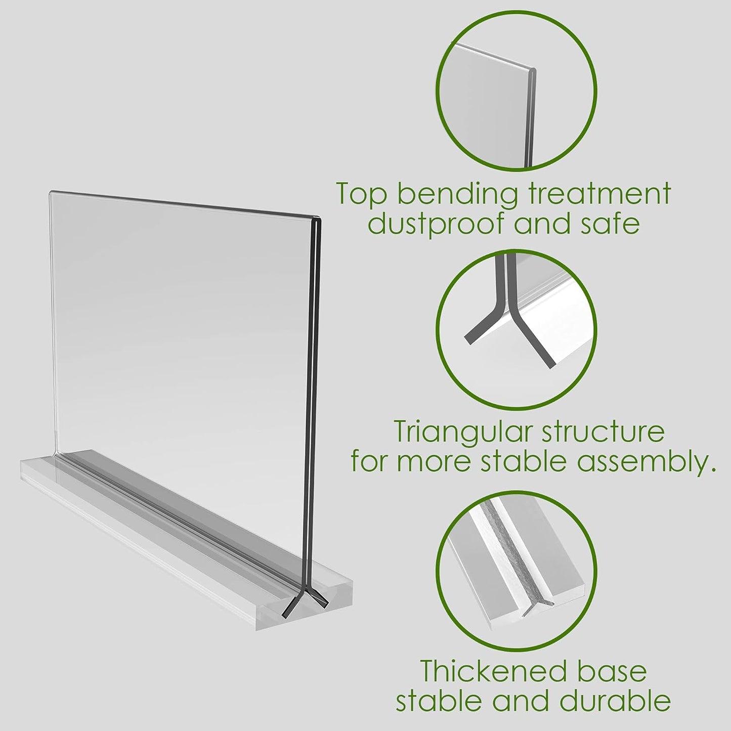 newnewshow Acrylic Sign Holder 8.5x5.5 Inch 3 Pack Horizontal T Shape Double-Sided Desktop Display Holder. (Optional 8.5x11 8.5x5.5 5x7 Horizontal and Vertical)