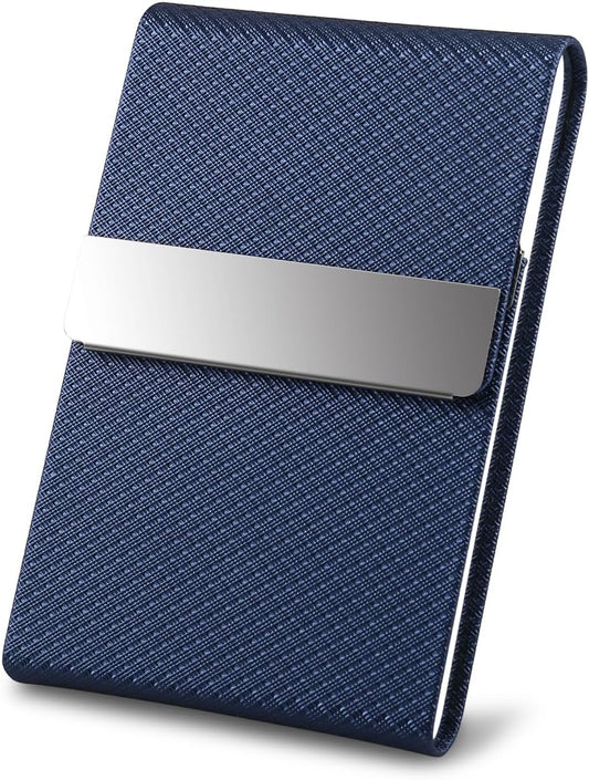 Business Card Holder for Women & Men - Multi Card Case, Business & Pocket Card Holder, Credit & Name Card Wallet with Magnetic Closure, Blue-zs