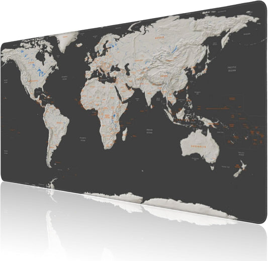 Desk Mat, Vintage World Map Extended Large Gaming Mouse Pad XXL, Non-Slip Rubber Base Stitched Edges Long Computer Keyboard Desk Pad Mouse Mat for Home Office Gaming 35.4"X15.7"