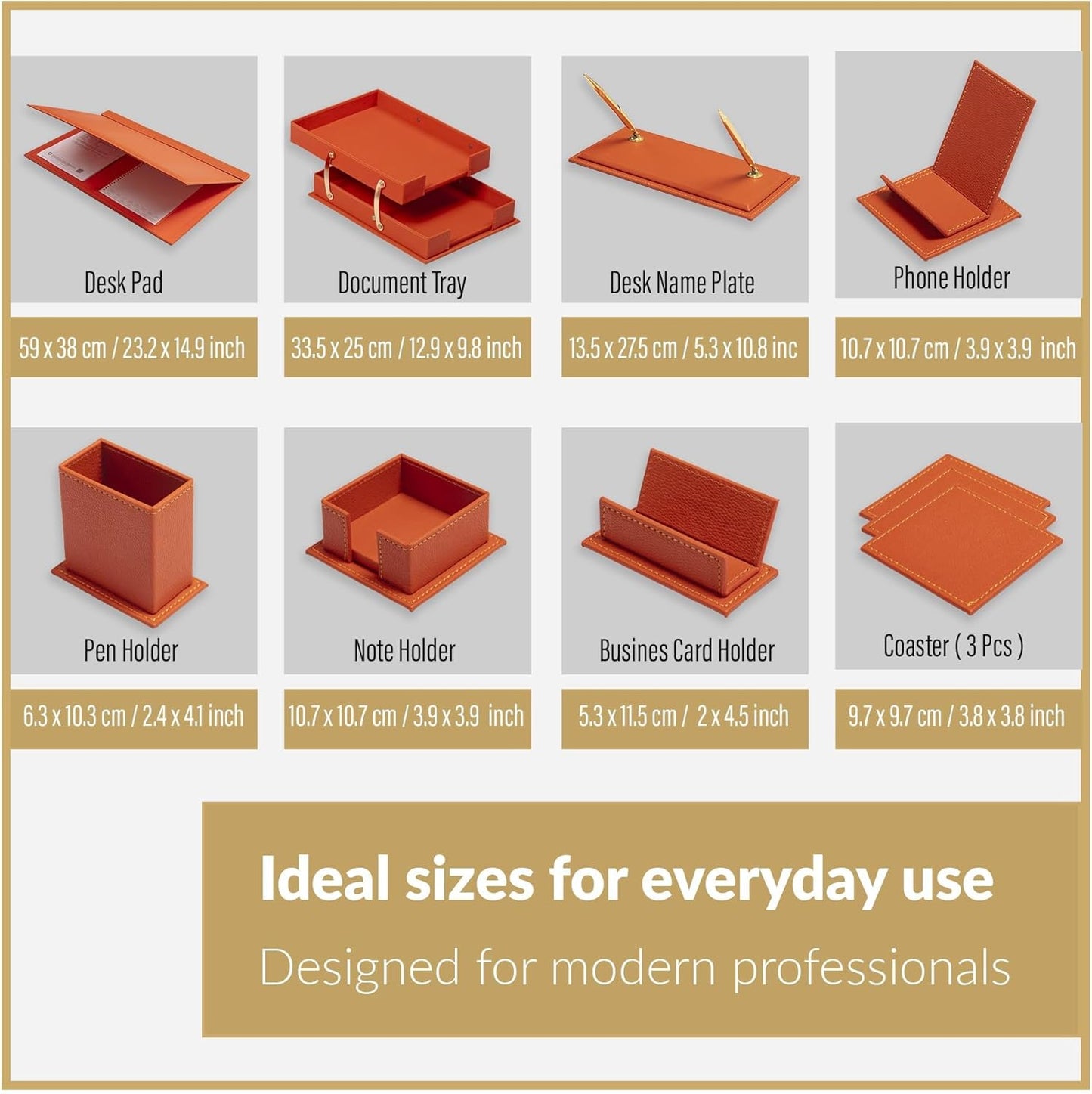 MOOGCO Bonded Set Luxury Leather Desk Pad & Desk Organization Essentials Desk Organizer Leather Desk Organizer