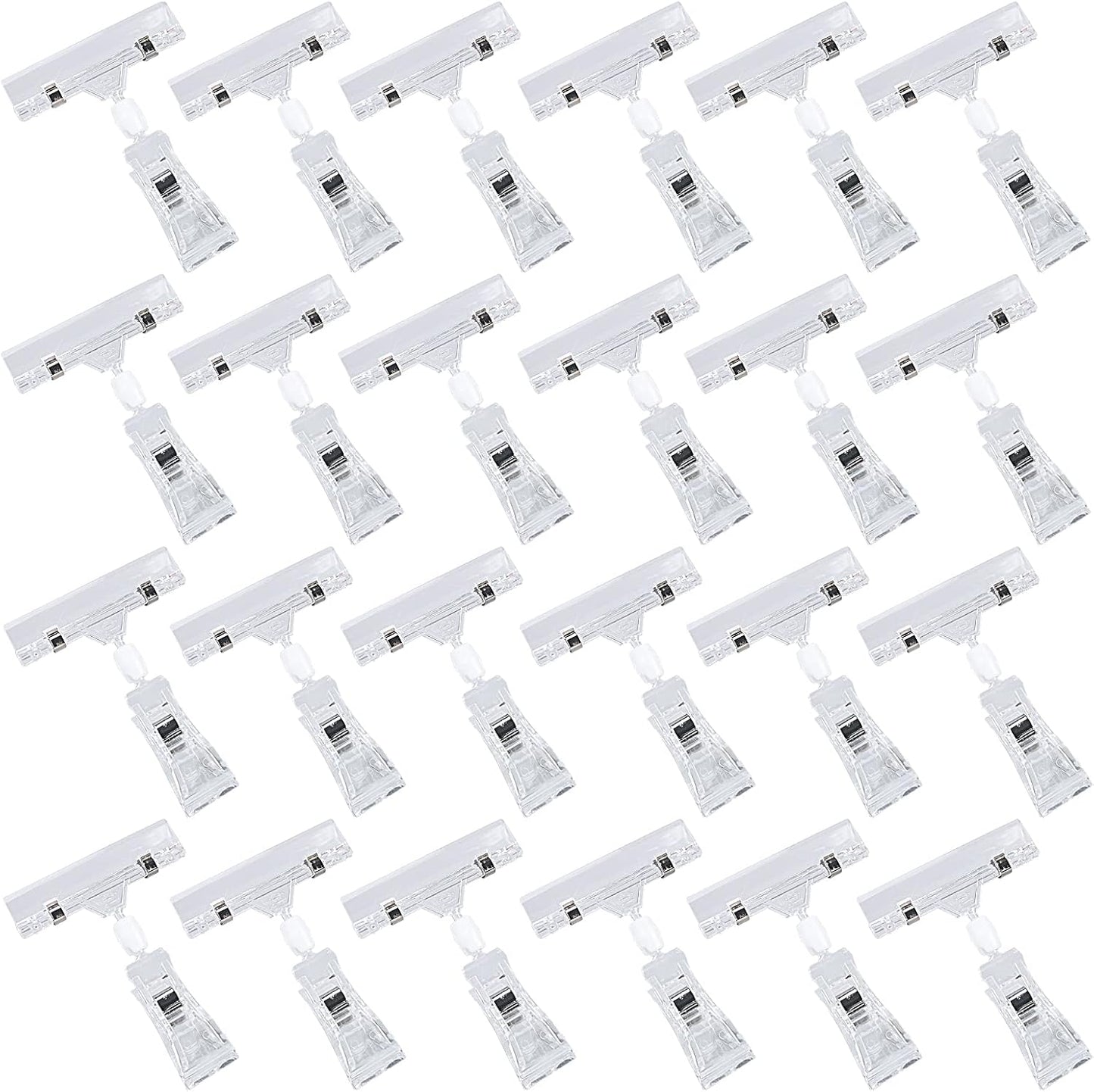 Mlici Sign Clip Holder for Display, 26 Pieces Merchandise Clothing Rack Signs for Retail, Clip on Clear Sign Holder for Label, Basket, Business Cards