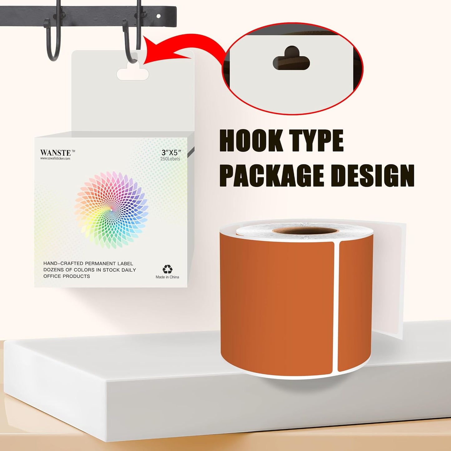 3 x 5 Inch 250Pcs Rectangle Color Coding Stickers,Strong Adhesion Easy to Write Label for Moving,Box Organization,Inventory,Business,Tan