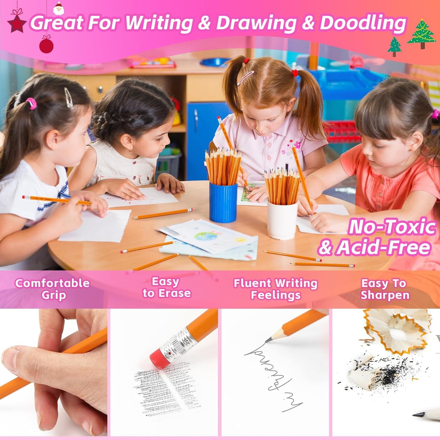 Donyang 600 Pack #2 HB Pencils Bulk, Pre-Sharpened with Erasers, Back to School Supplies, Teacher Supplies Office Essentials Accessories, Number 2 HB Yellow Pencils for Writing, Drawing and Sketching