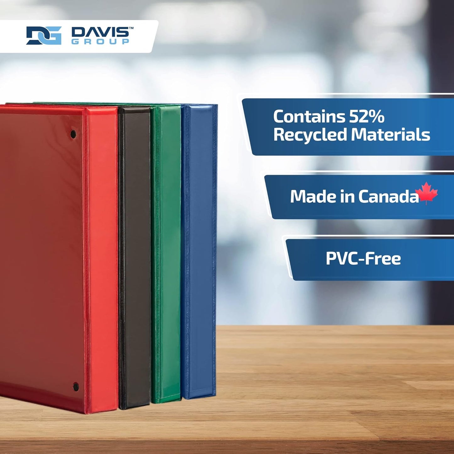 Easyview Premium 3-Ring Binders with Clear-View Covers and Round Rings, Binders for School or Office, 1 Inch, Pack of 4, Classic Colors