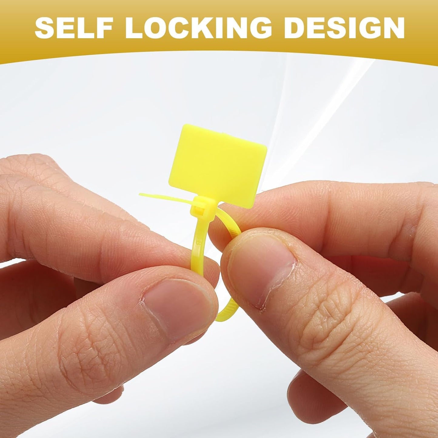 uxcell 100 Pcs Cable Label Marker Tags, Nylon Cable Zip Tie Tags 6.3 Inch Writable Self-Locking Wire Labels Zip Ties for Organization Marking, Yellow