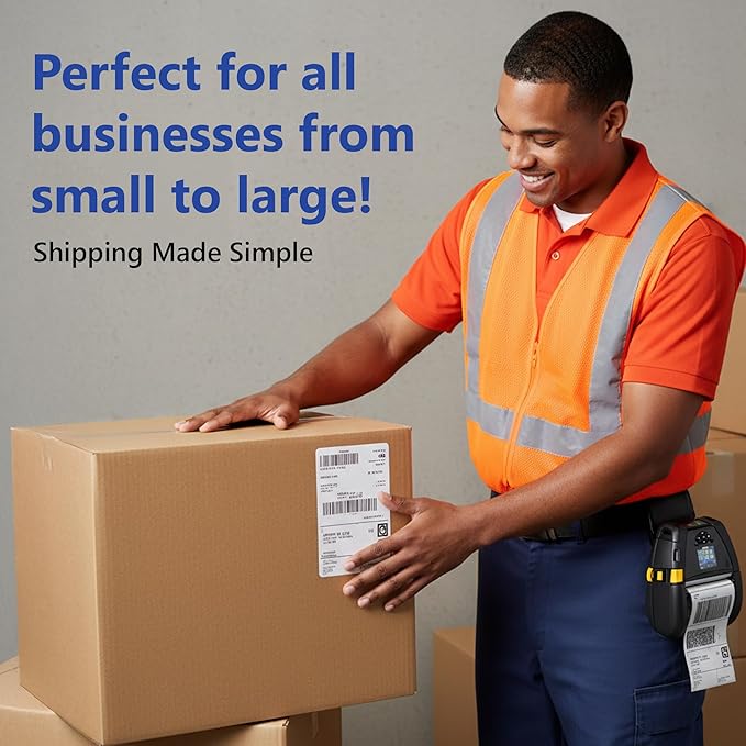 Mobile Printer Labels 4x6 - Printable Thermal Shipping Address Labels Compatible with Zebra Printers - Thermal Label Printer Paper 0.75-inch core with 105 Labels per Roll (6 Rolls)