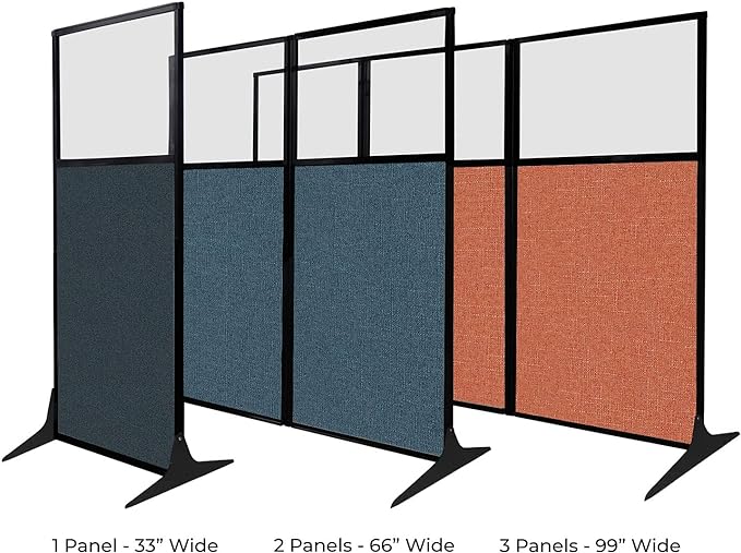 Versare Workstation Partition | Portable Wall Divider | Modern Office Cubicle | Free Standing Privacy Screen | Flexible Work Space | 99" x 70" Ocean Fabric Panels