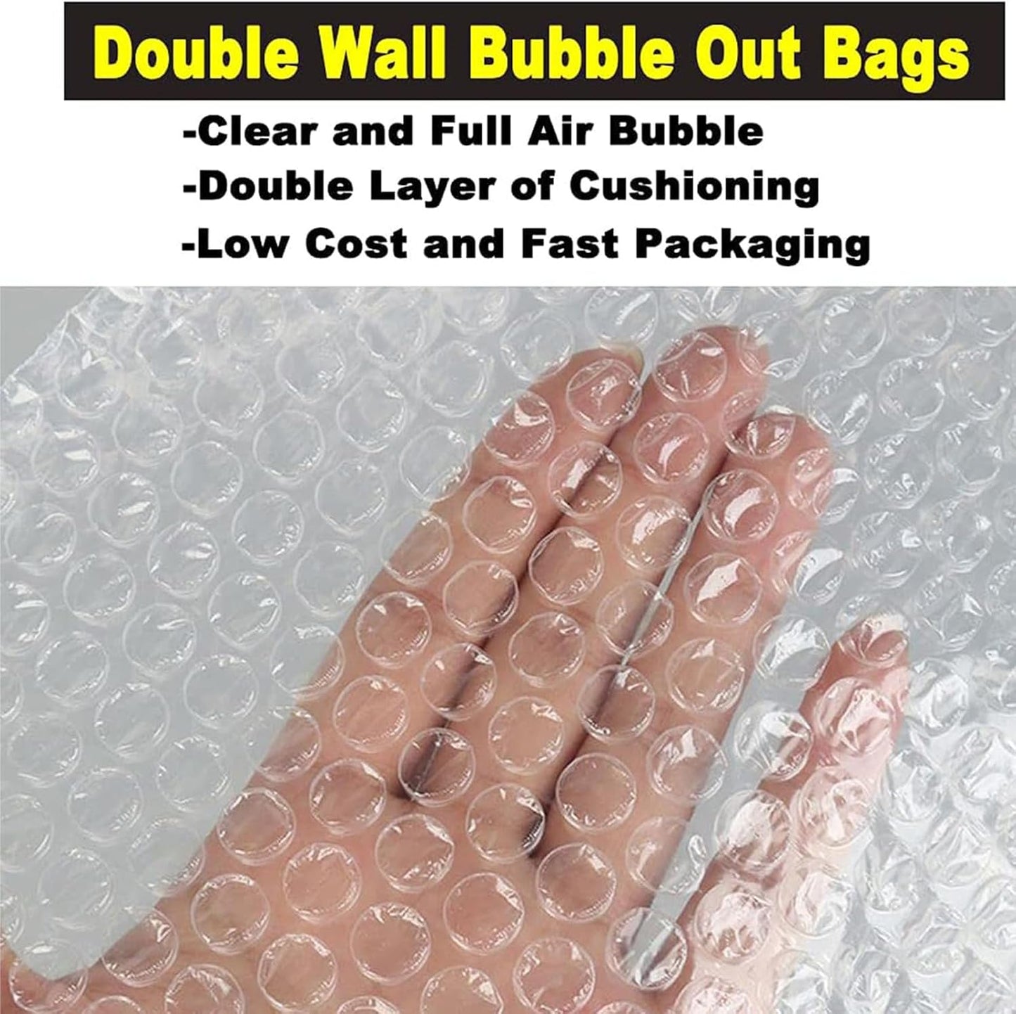 50Pcs Clear Bubble Out Bags, 10”x14” Bubble Pouches Bags for Shipping, Double Wall Bubble Cushioning Wrap Bags for Moving Packaging Storage Fragile China Dishes Electronic Item-Large Bubble Pouches