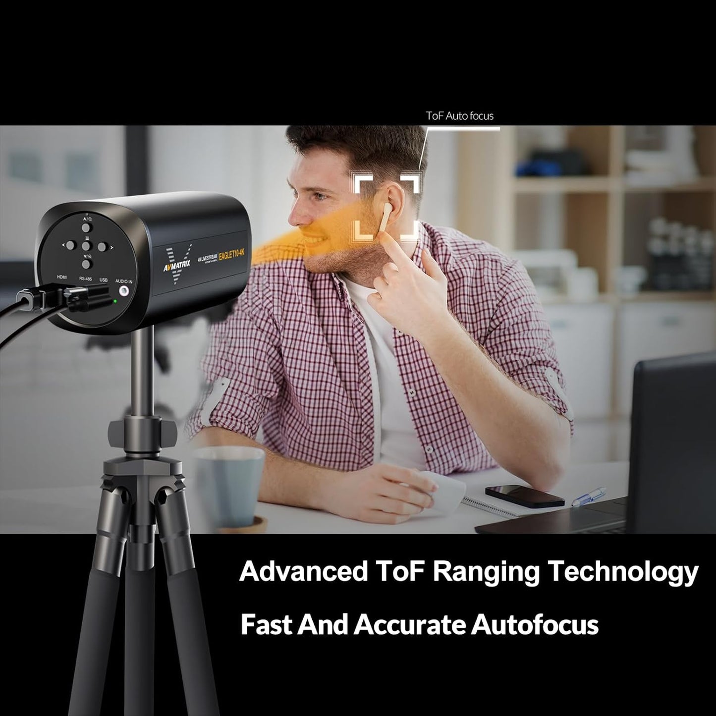 AVMATRIX Live Streaming Camera 10X Optical Zoom 75.4° Wide Angle ToF Auto Focus FHD 1080P 60fps Streaming Camera with USB3.0 & HDMI Out Work with OBS Zoom Teams YouTube/Twitch/Facebook Eagle T10