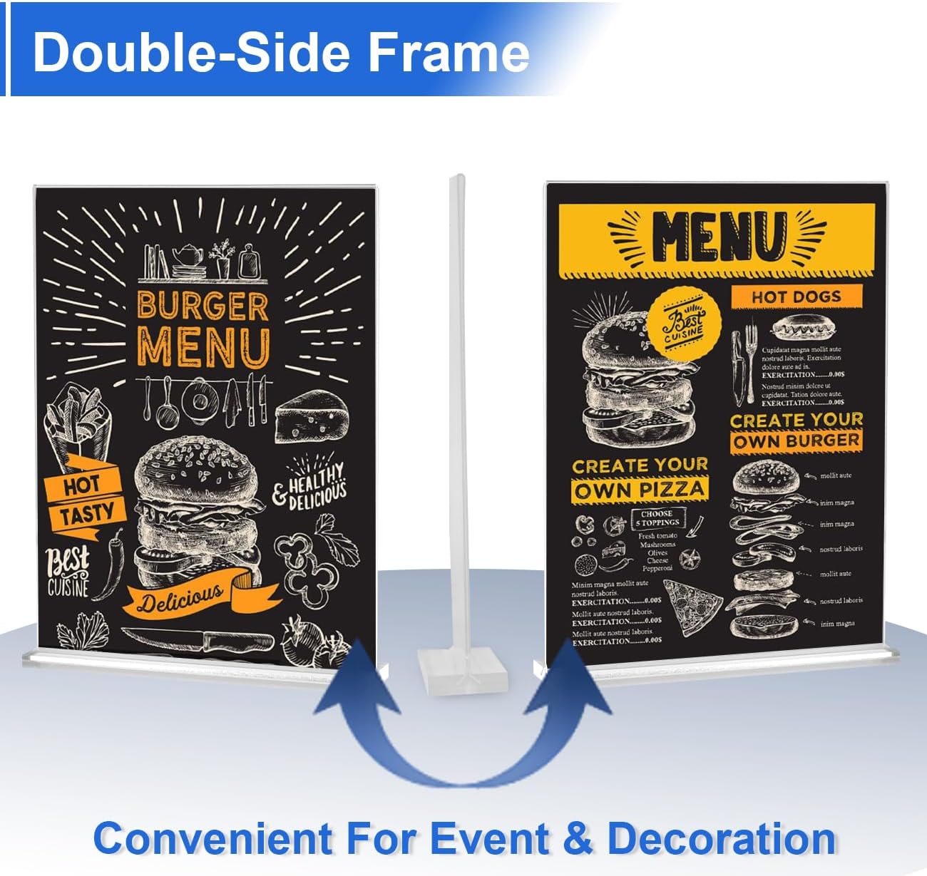 10 Pack Acrylic Sign Stand 8.5 X 11, Vertical T-Shape Clear Plastic Display, Double-Sided Clear Table Top Sign Holder, Suitable for Office, Store