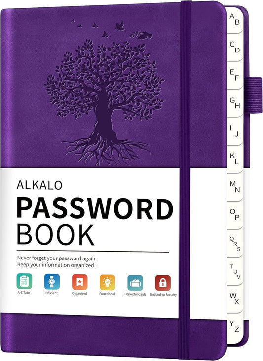 Password Book with Alphabetical Tabs, 5.4"x7.8"Password Keeper Book, 160 Pages/100GSM Hardcover Notebook, Password Organizer for Internet Website Address Login