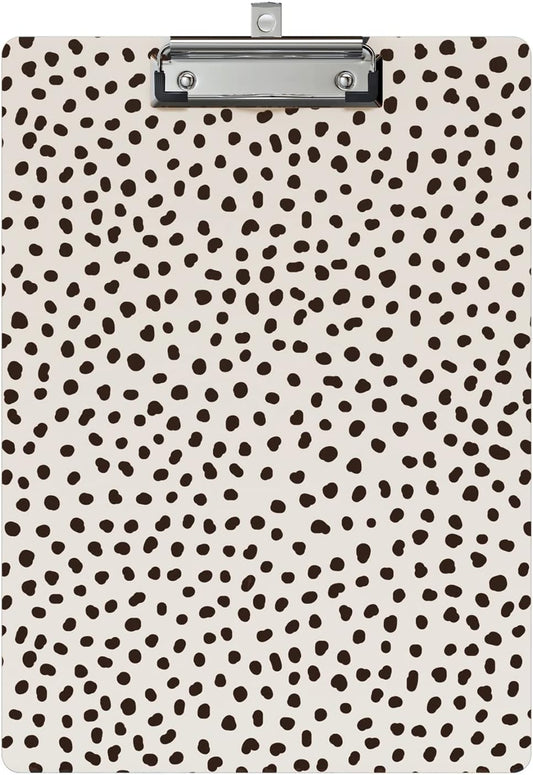 Clipboard Design Decorative Wood A4 Letter Size Clip Boards for Classroom Office, Standard Size 9" x 12.5" with Low Profile Metal Clip - Spots Leopard