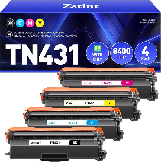 TN431 Toner Cartridge 4-Pack Compatible Replacement for Brother TN-431 TN433 TN436 MFC-L8900CDW MFC-L8690CDW HL-L8360CDW HL-L8260CDW MFC-L8610CDW MFC-L8905CDW MFC-L9570CDW HL-L8360CDWT Printer Set Ink