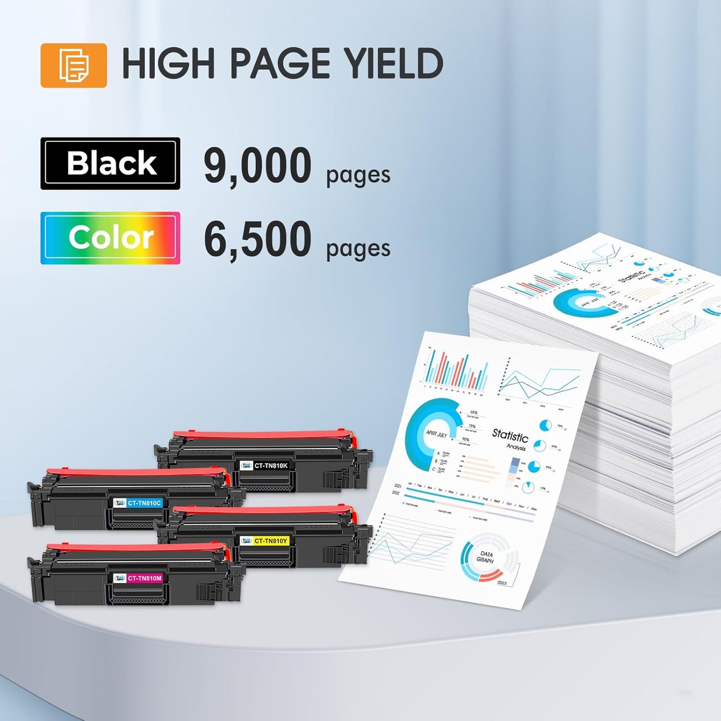 TN810 TN810XL TN-810 Toner Cartridge 4-Pack Compatible for TN810 TN-810 TN-810XL TN 810 Toner Cartridge for MFCL9610CDN HLL9410CDN HLL9430CDN HLL9470CDN MFCL9630CDN MFCL9670CDN Printer (B/C/Y/M)