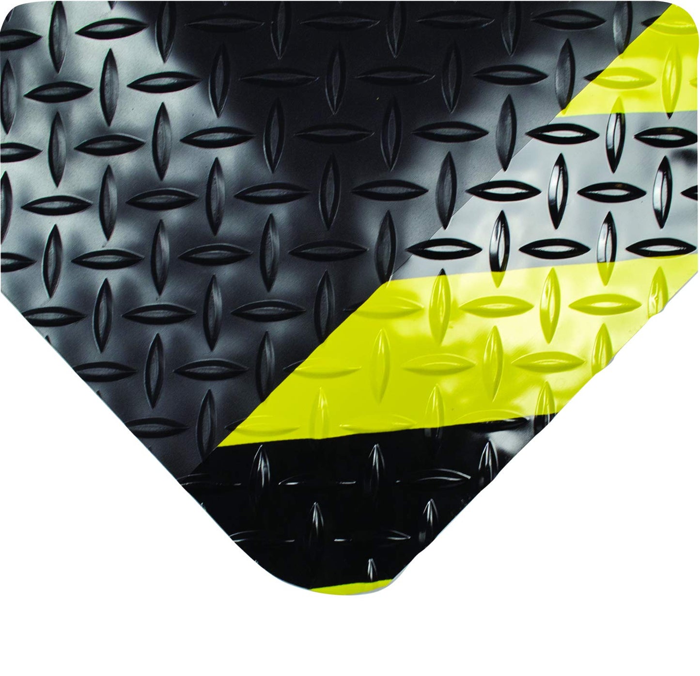 Wearwell 414.1516x4x10CHV Diamond-Plate SpongeCote UltraSoft Mat, 10' Length x 4' Width x 15/16" Thick, Black with Chevron