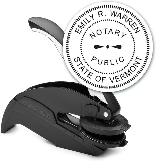 MaxMark Notary Seal Round Embosser for Vermont State - Includes Gold Burst Seal Labels (50 Count)