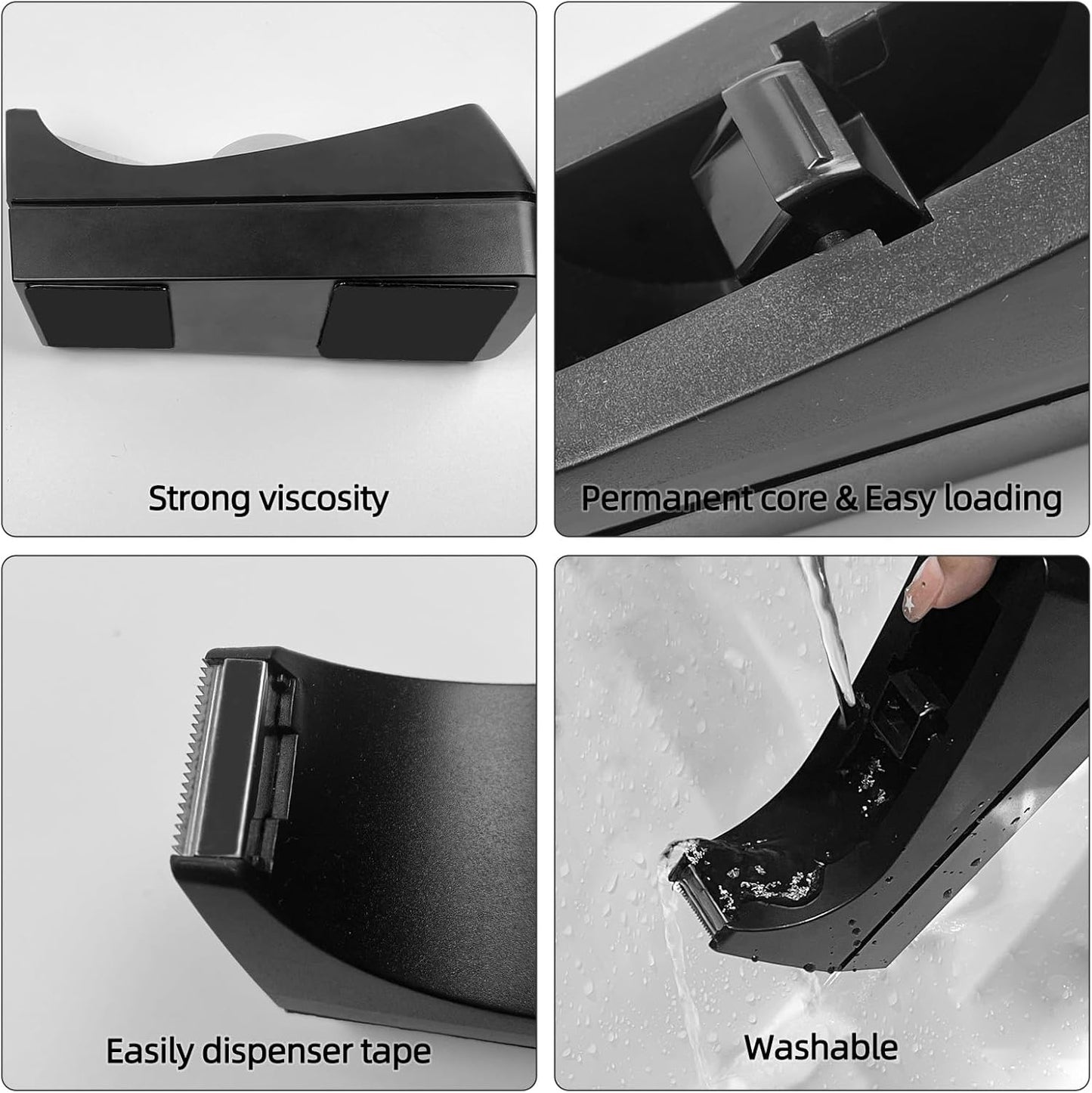 10 Pack Desktop Tape Dispenser Bulk Black Tape Roll Dispenser Non Skid Base Desk Tape Holder for Office School Home (Tape Not Included)