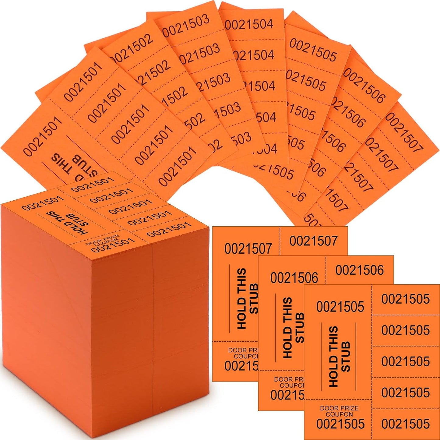 Kosiz 1000 Sheets 5 Bid Raffle Ticket Sheets Chinese Auction Tickets Numbers for Basket Events and Silent Auctions (Orange)