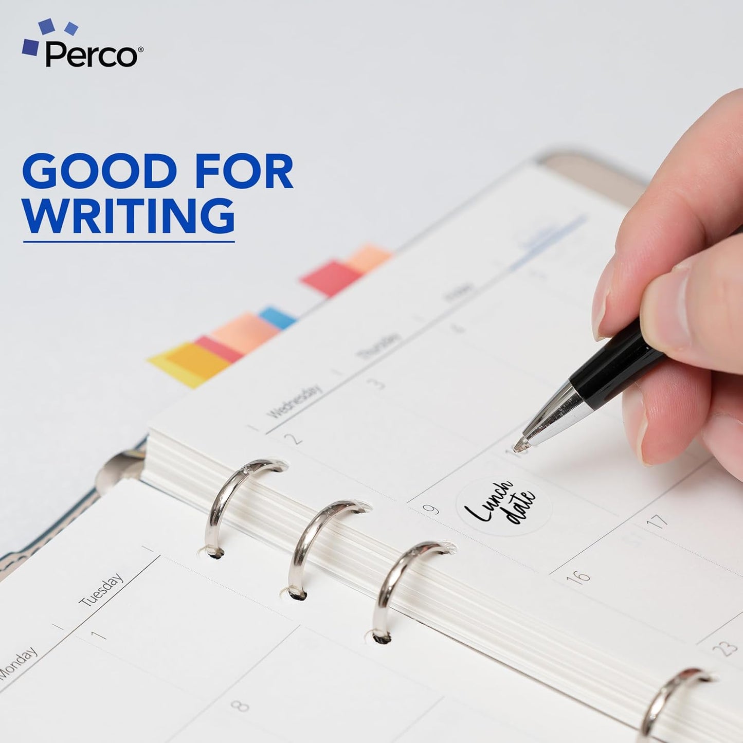 Perco Clear 1-Inch Round Circle Dot Sticker Labels - Multi-Roll Pack (3 Rolls, 1,000 Labels Each) - Permanent Adhesive, Vibrant Colors, Strong Hold - Perforated for Easy Use - Made in USA