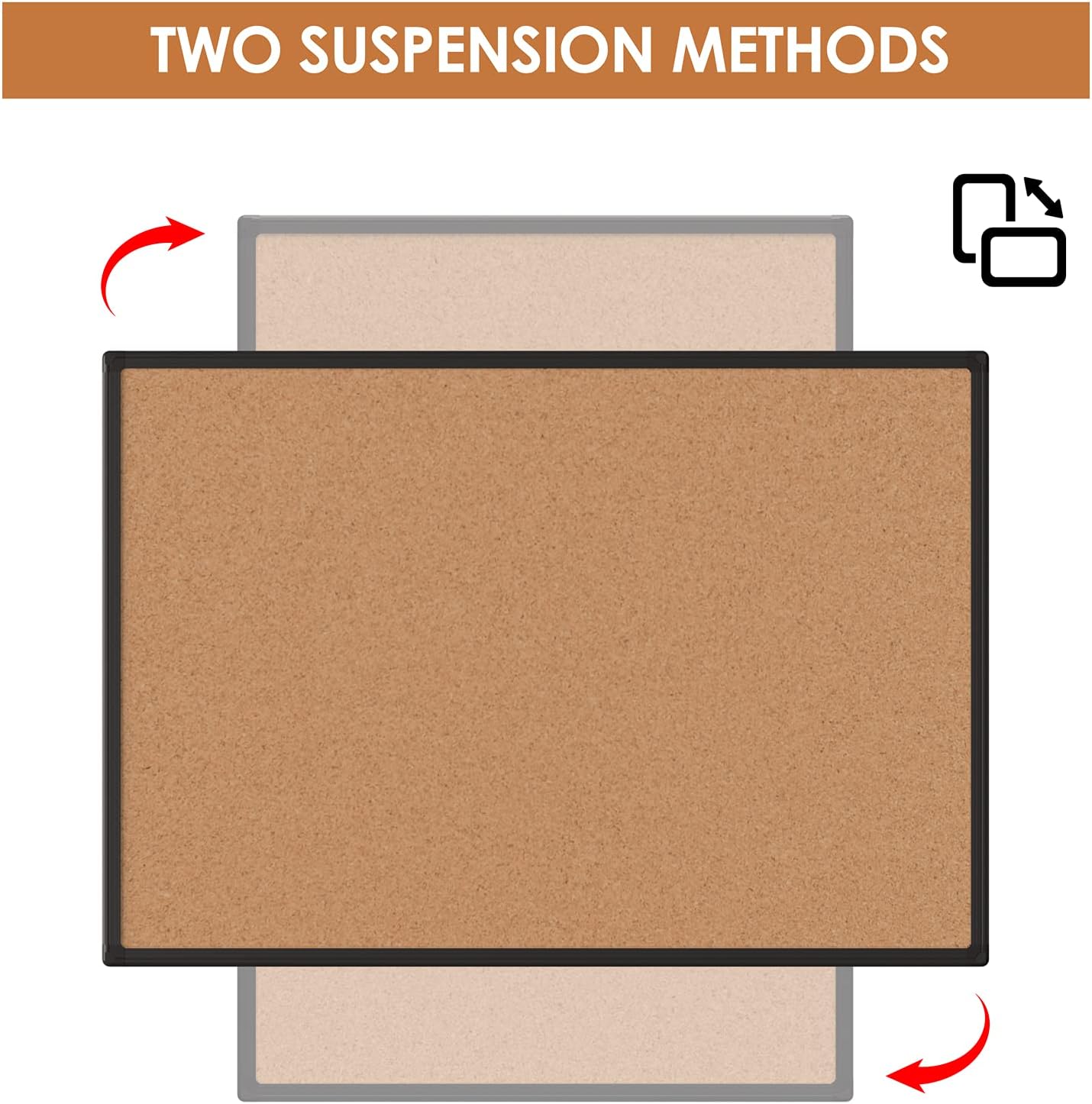 Board2by 2-Pack Cork Board Bulletin Board 48 x 36, Black Aluminium Framed 4x3 Corkboard, Office Board for Wall Cork, Large Wall Mounted Notice Pin Board with 18 Push Pins for School, Home & Office