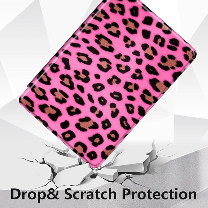 for All-New Amazon Kindle Fire HD 10 Tablet Case (13th Generation, 2023 Release) 10.1", 360 Degree Rotating Stand Cover with Auto Wake Sleep Case for Fire Tablet 10 2023,Pink Leopard