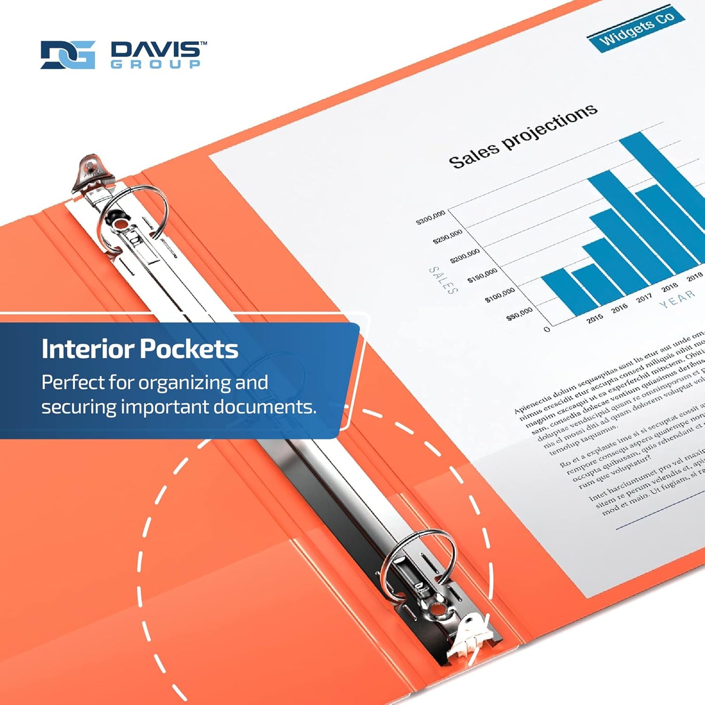 Easyview Premium 3-Ring Binders with Clear-View Covers and Round Rings, Binders for School or Office, 1.5 Inch, Pack of 6, Orange
